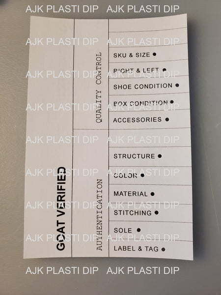 StockX, Goat Authentication card, YCM Stickers – AJK Plasti Dip